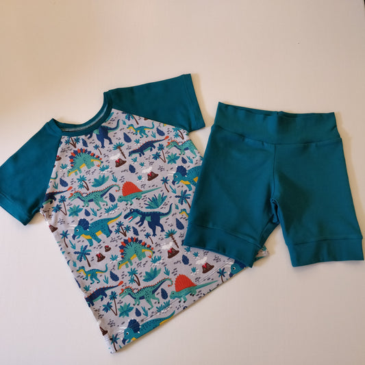 dinosaur cotton jersey top and shorts