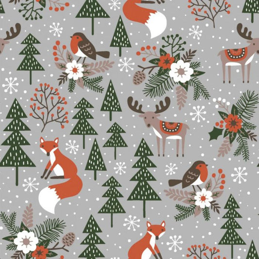 Silver Fox Christmas Cotton Jersey - 200gsm