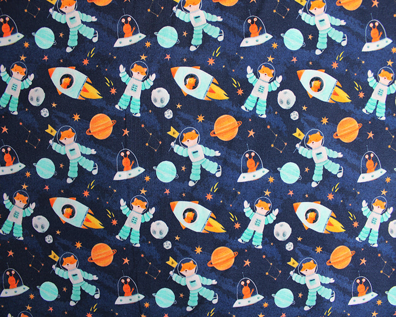 GOTS Fox in Space Cotton Jersey - 220gsm