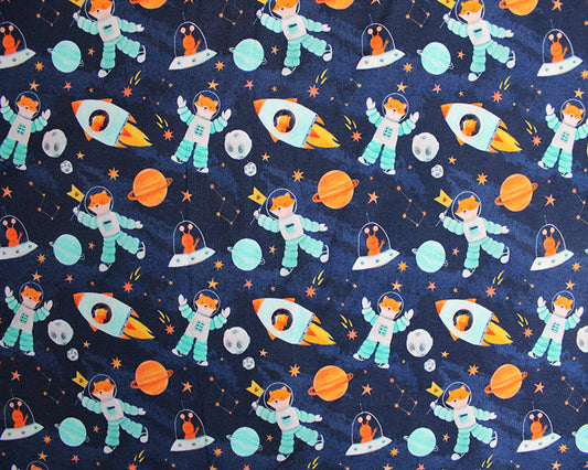 GOTS Fox in Space Cotton Jersey - 220gsm