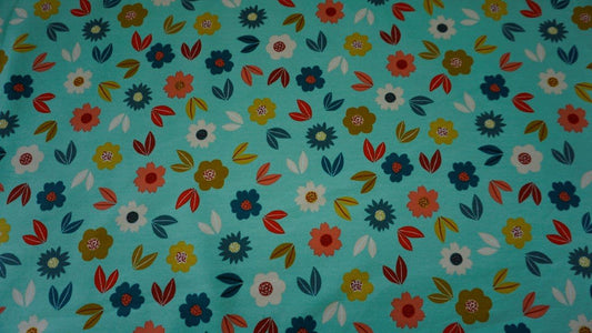 Mint Flowers French Terry - 240gsm