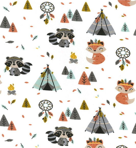 Foxes camping Cotton Jersey - 200gsm