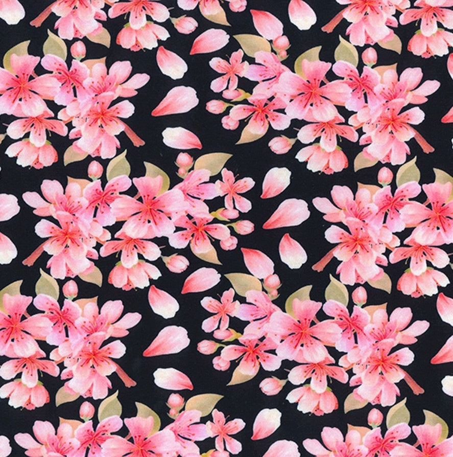 Navy flowers Cotton Jersey - 200gsm